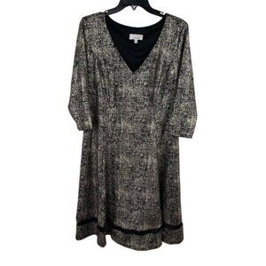 Signature By Robbie Bee Women A-Line 3/4 Sleeve V-Neck Dress Size 1X